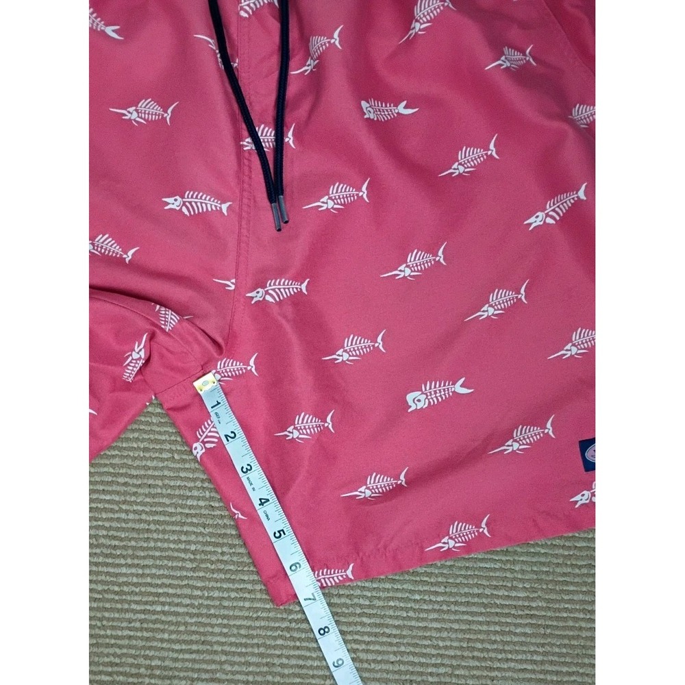 Vineyard Vines Fish Printed Swim Trunks Shorts Men's Size L Red Drawstring - Picture 4 of 10